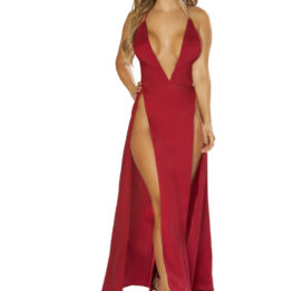 high slit red maxi dress