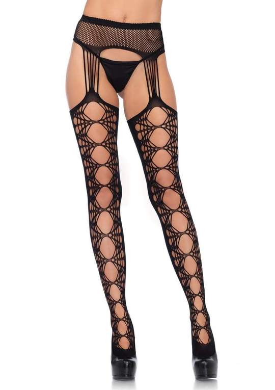 net garter stockings black