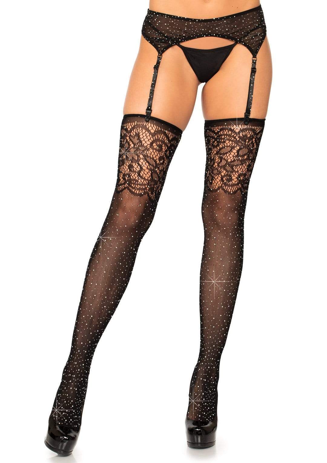 rhinestone lace stockings